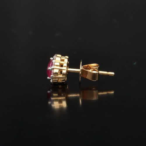 18ct Gold Ruby and Diamond Stud Earrings image-4