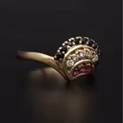 9ct Gold Ruby Sapphire and CZ Ring