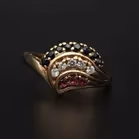 9ct Gold Ruby Sapphire and CZ Ring