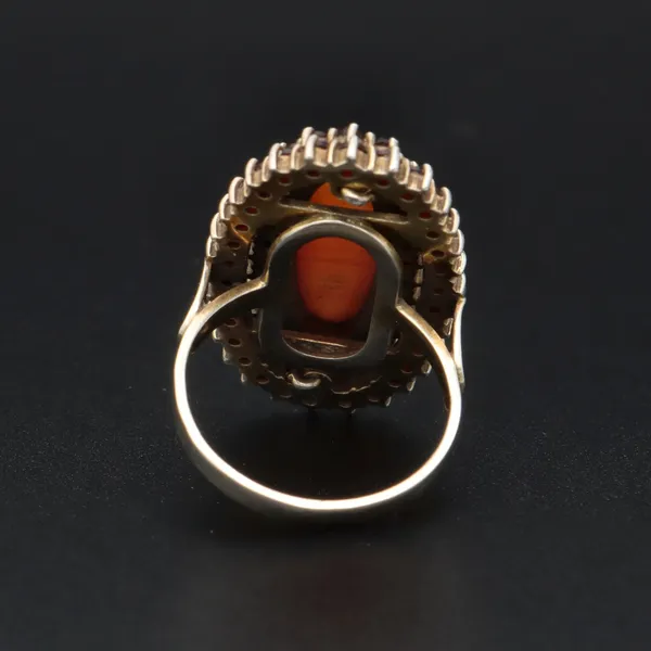 Silver Art Deco Bohemian Garnet & Cornelian Ring