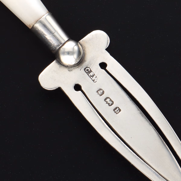 Antique Hallmarked Sterling Silver and Mother of Pearl Bookmark