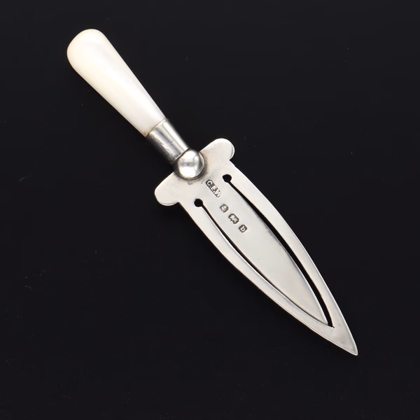 Antique Hallmarked Sterling Silver and Mother of Pearl Bookmark