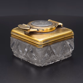 Antique Georgian Silver Gilt Travelling Inkwell