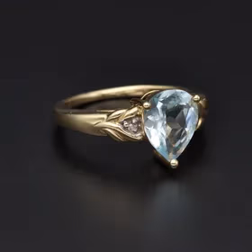 Gold Aquamarine Diamond Ring