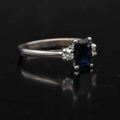 18ct White Gold Sapphire and Diamond Ring image-1