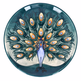Limited Edition Moorcroft Pottery Peacock Design Plate
