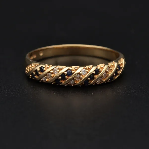 14ct Gold Diamond Sapphire Large Ring