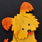 Pavone Handmade Amber Galalith Puppy Dog Brooch
