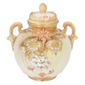 Royal Worcester Pierced Neck Vase with Cover