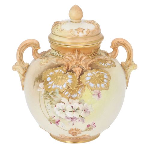 Royal Worcester Pierced Neck Vase with Cover image-1