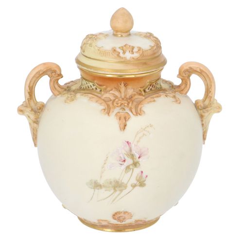Royal Worcester Pierced Neck Vase with Cover image-3