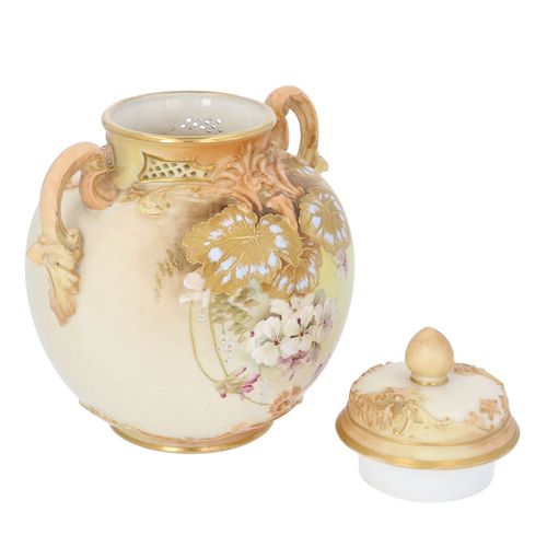 Royal Worcester Pierced Neck Vase with Cover image-2