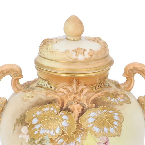 Royal Worcester Pierced Neck Vase with Cover image-4