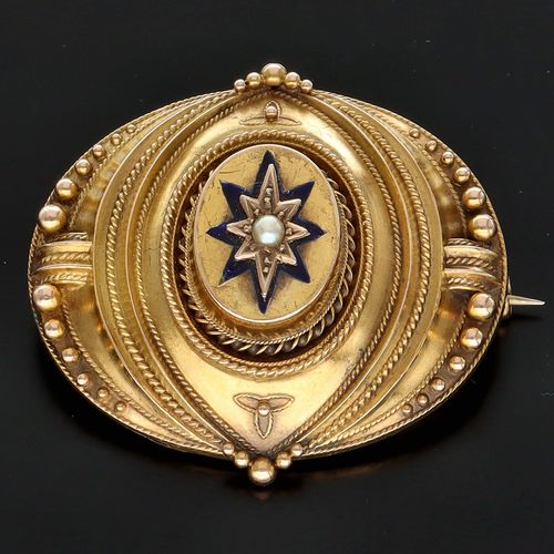 Victorian 15ct Gold Etruscan Brooch image-5