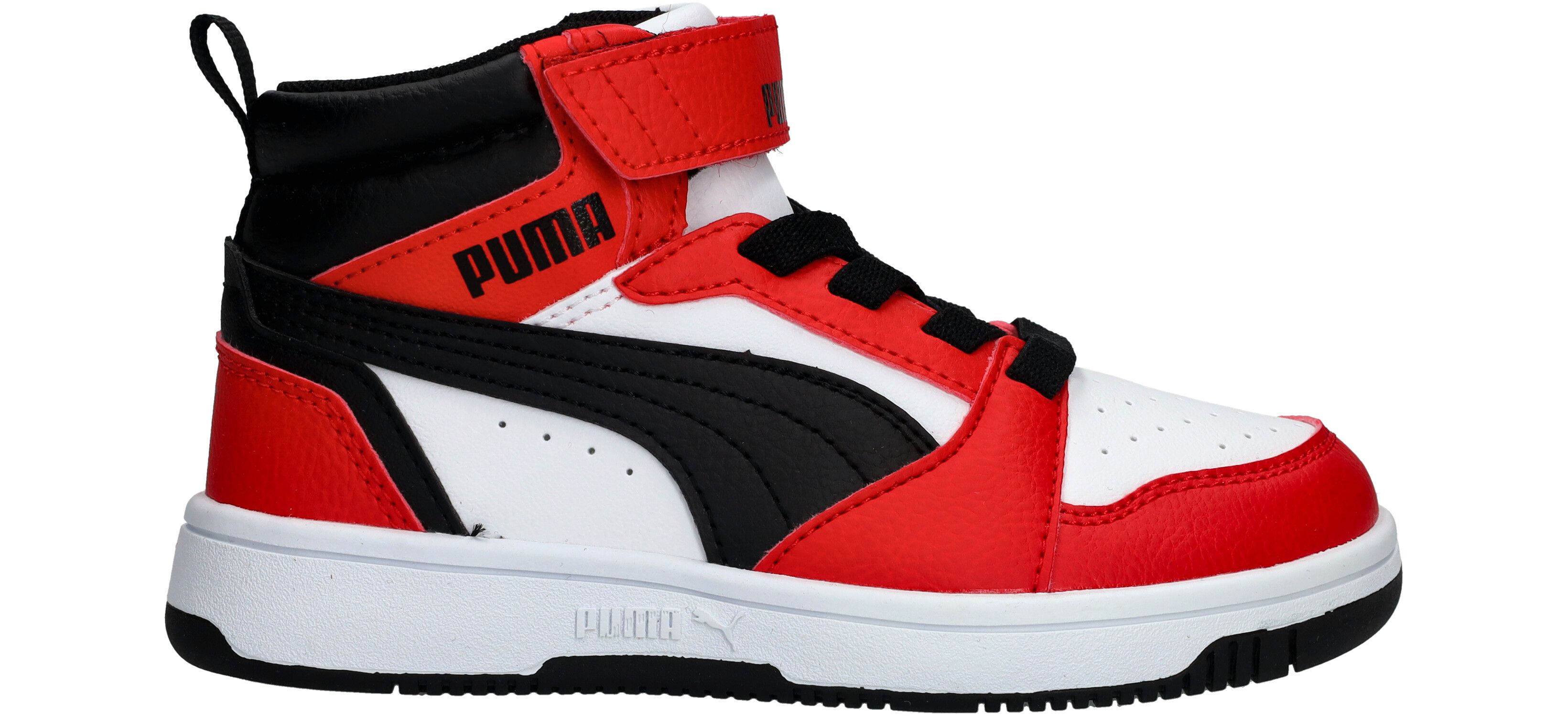 Puma Rebound V6 Mid jongens sneakers rood/zwart