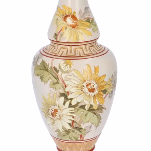 Large Pair of Doulton Lambeth Carrara Vases Antique Ceramics