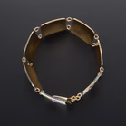 Norwegian Gilded Sterling Silver and Hand-Painted  Floral Guilloche Panel Bracelet