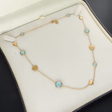 9ct Yellow Gold Blue Topaz Floral Necklace