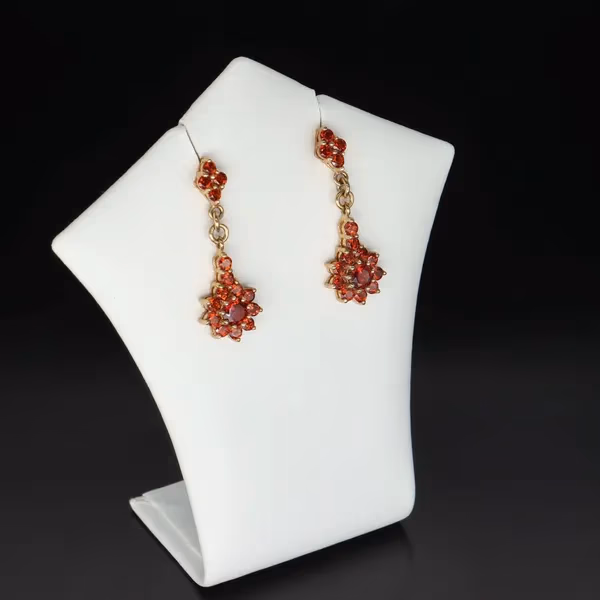 Victorian 9ct Gold Garnet Drop Earrings