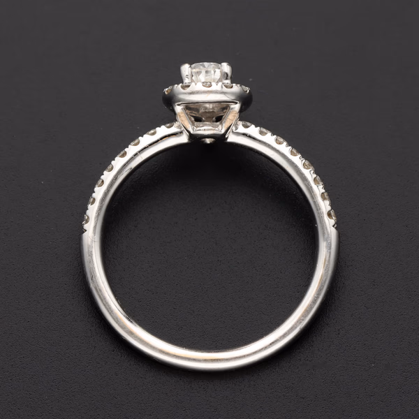 18ct White Gold Pear Cut Diamond Halo Ring