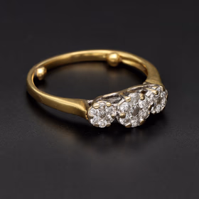 18ct Gold Triple Diamond Cluster Ring