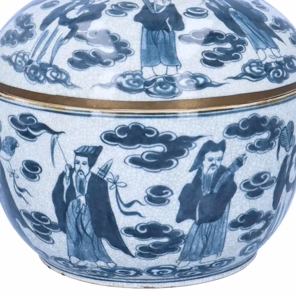 19th Century Chinese Blue & White Covered Jar