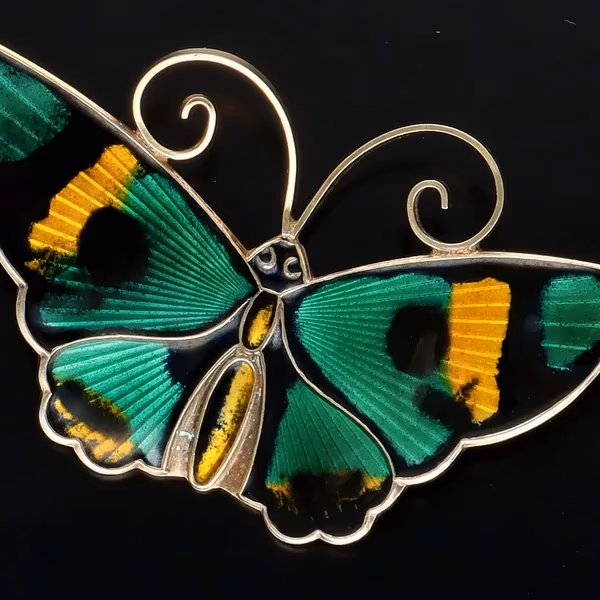 David Andersen Silver and Enamel Butterfly Brooch