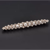 9ct Yellow & White Gold Bar Brooch With Old-Cut Diamonds