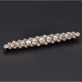 9ct Yellow & White Gold Bar Brooch With Old-Cut Diamonds