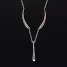 Silver Link Necklace With Curved & Teardrop Accents