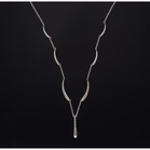 Silver Link Necklace With Curved & Teardrop Accents