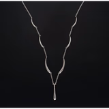 Silver Link Necklace With Curved & Teardrop Accents