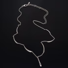 Silver Link Necklace With Curved & Teardrop Accents