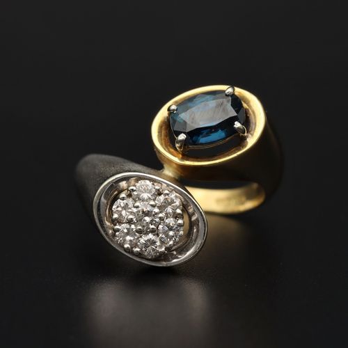 18ct Gold Sapphire and Diamond Ring image-2