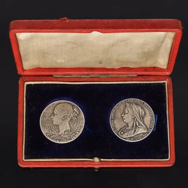 Pair of Silver Medallions in Original Case