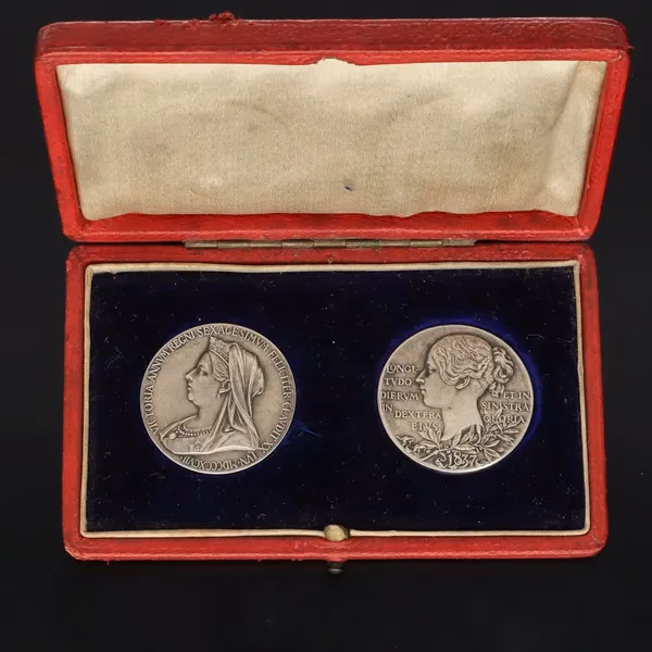 Pair of Silver Medallions in Original Case