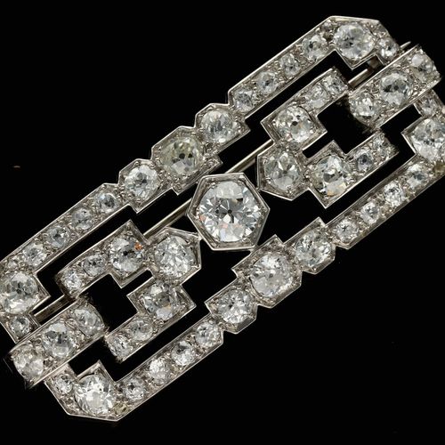 Art Deco Platinum Diamond Brooch image-2
