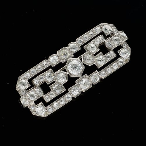 Art Deco Platinum Diamond Brooch image-1