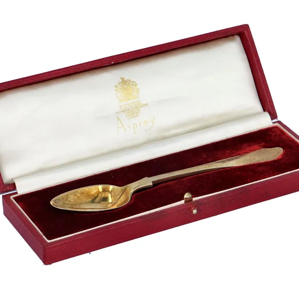 Victorian Scottish Silver Gilt Trefoil Spoon