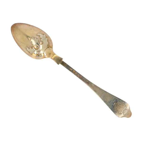 Victorian Scottish Silver Gilt Trefoil Spoon