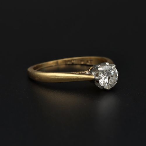 Edwardian 18ct Gold Diamond Solitaire Ring image-1