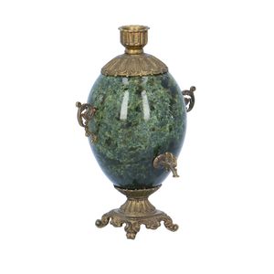 Miniature Bronze and Serpentine Samovar