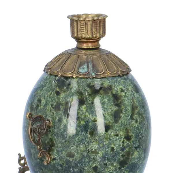 Miniature Bronze and Serpentine Samovar