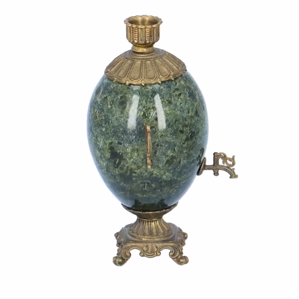 Miniature Bronze and Serpentine Samovar