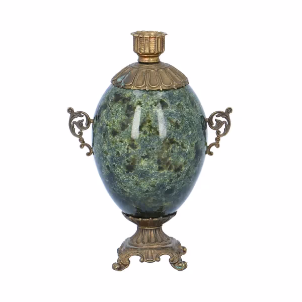 Miniature Bronze and Serpentine Samovar