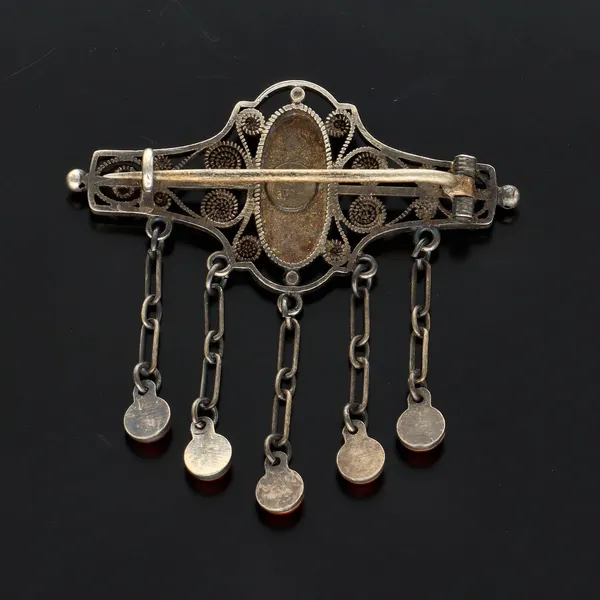 Marius Hammer Silver Gilt Filigree and Enamel Brooch