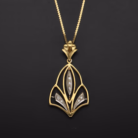 18ct Yellow Gold Art Deco Style Diamond Necklace