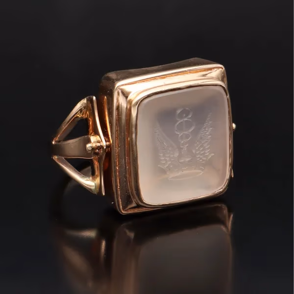 Rare 18th Century Georgian Swivel Agate Intaglio Ring