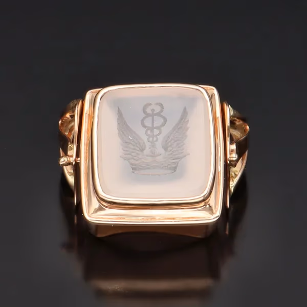 Rare 18th Century Georgian Swivel Agate Intaglio Ring