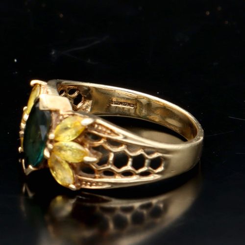 Gold Sapphire Butterfly Ring image-5